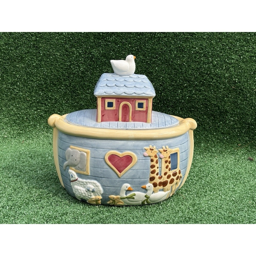 Vintage 1990s Susan Winget Noah's Ark Ceramic Cookie Jar Certified International
